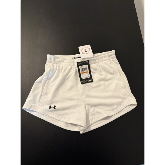 Under Armour Other - Under Armour Girls Shorts White Mesh Athletic Youth Small YS Loose Fit NWT